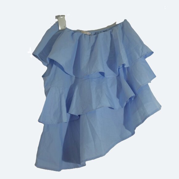 Jennyfer garment blue ruffled off shoulder top size L - Picture 1 of 5